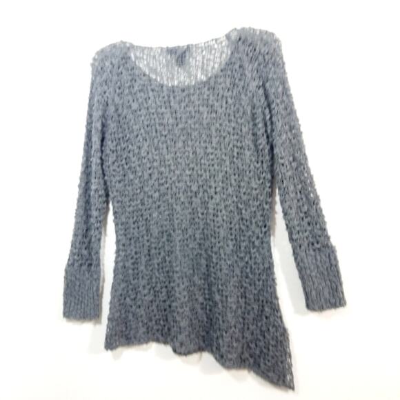 Nomadic Traders charcoal gray sheer chunky Asym sweater S/M - Picture 5 of 8